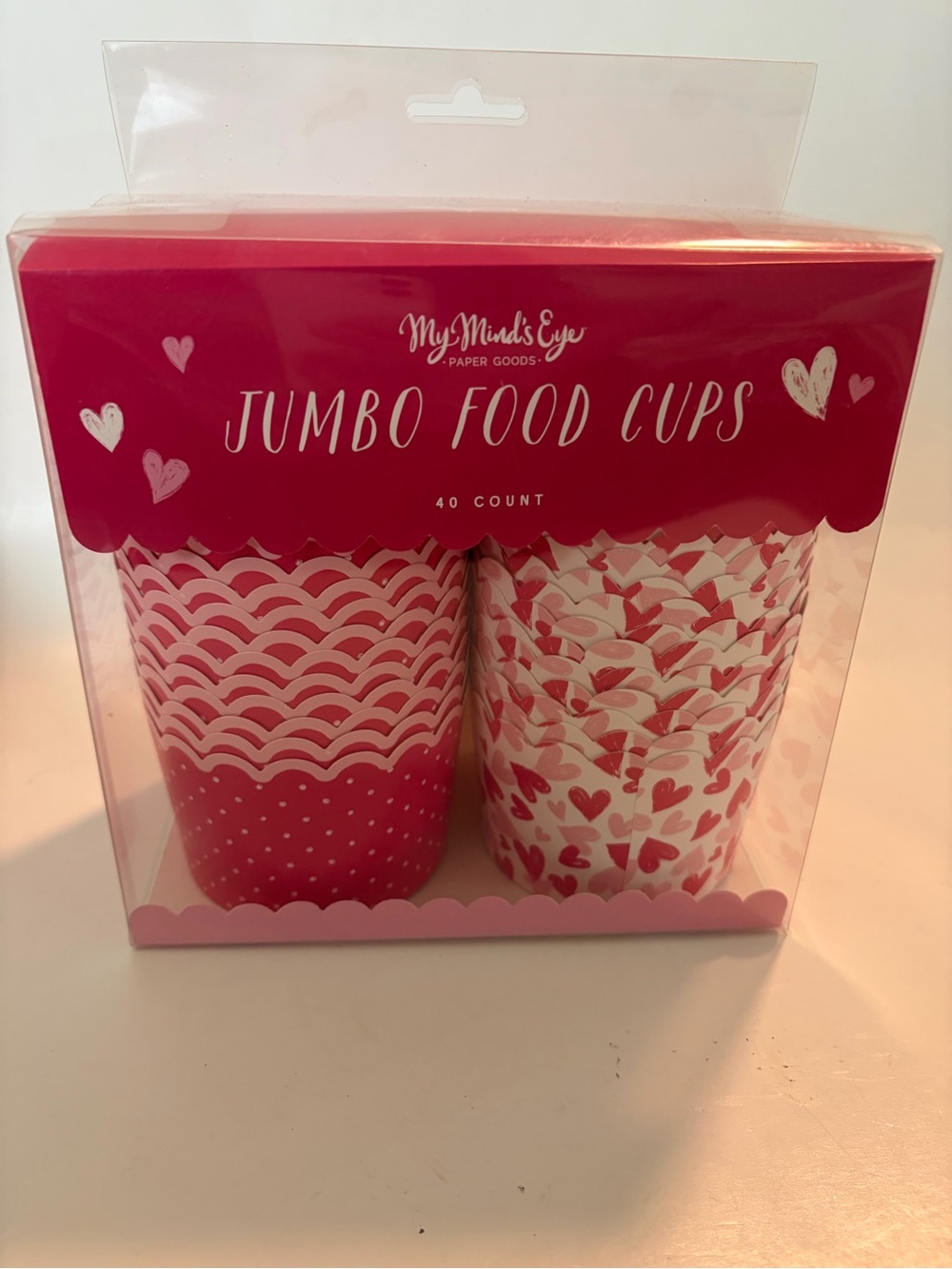 NWT My Minds Eye JUMBO Red Hearts Dots 8 oz Baking Cups (40 ct) NIB